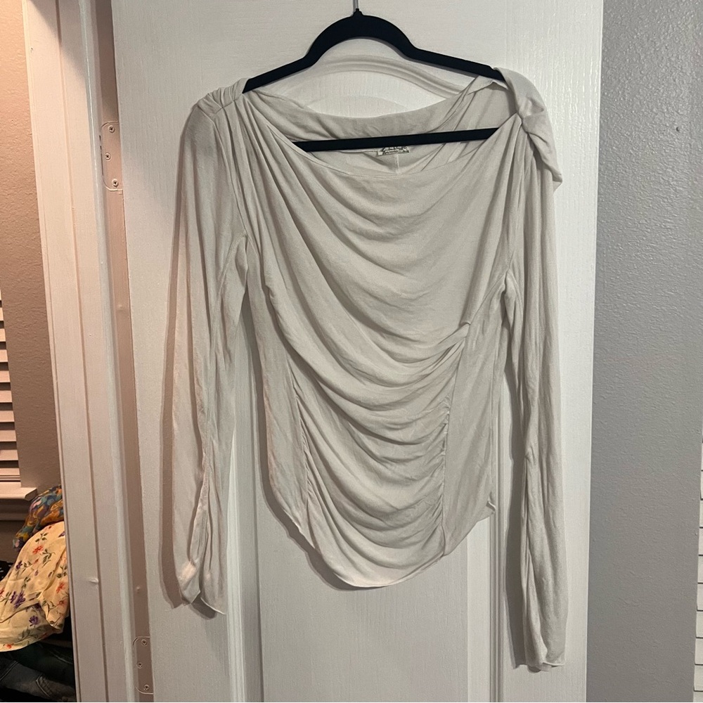 Free People white Draped Long Sleeve Top